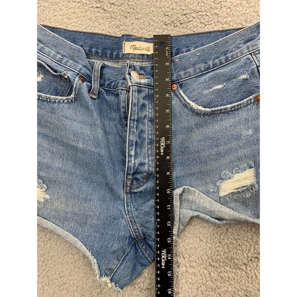 MadeWell Denim Blue Jean Distressed Cropped Daisy Dukes Short Shorts 5 Pockets - Picture 11 of 13